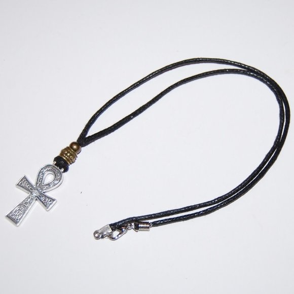 Ankh Cross Necklace,Ankh Cross Cord Necklace,Choker Necklace,Men's Neckl… - Picture 2 of 3